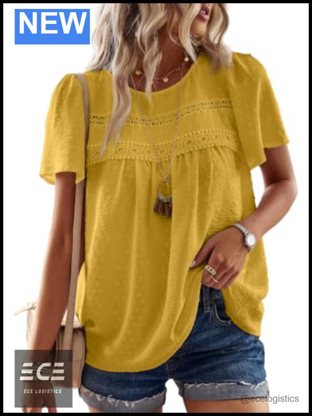 Womens Crochet Lace Boho Tunic Top Short Sleeve Crew Neck Loose Fit Casual